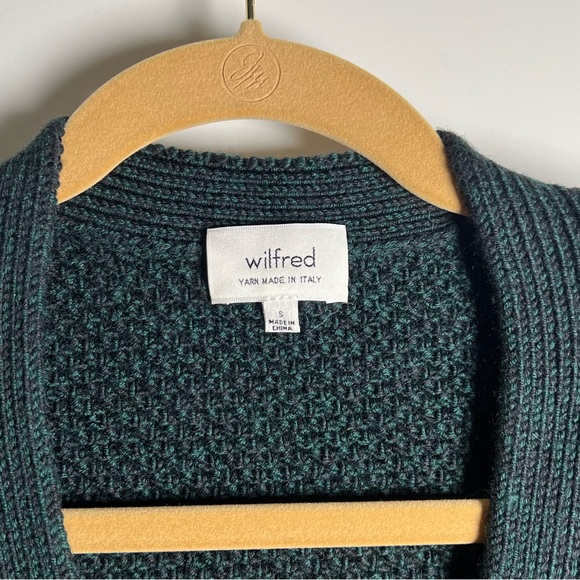 Aritzia Wilfred Merino Wool Forest Green Deep V-Neck Long Sweater - Picture 4 of 11